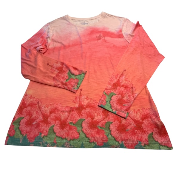 Guy Harvey Pink and Red Floral Long Sleeve Top - Picture 2 of 10